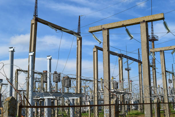 istock Electric substation. power transmission equipment. Stobo, wires and insulators. 646155708