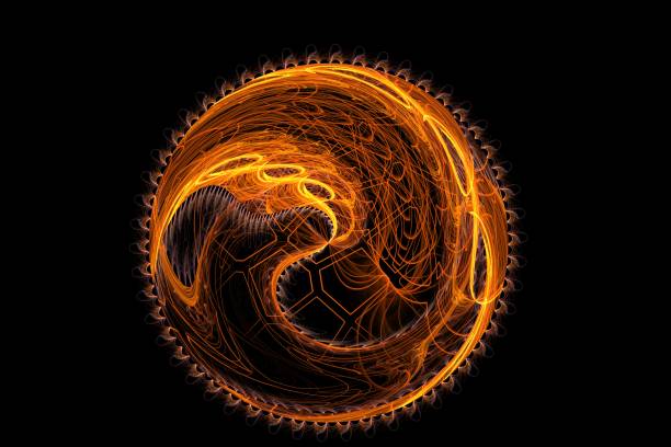 istock Abstract fractal orange fantasy artificial sun image 646167910