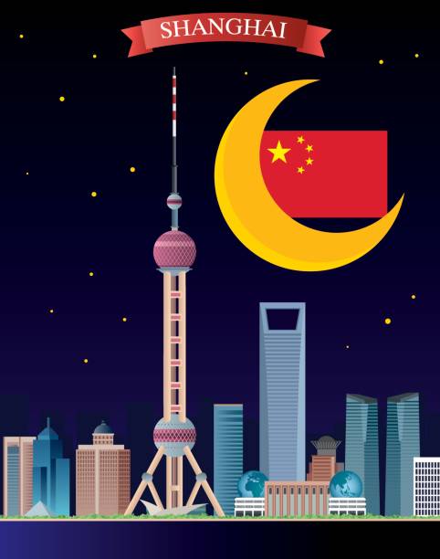 상하이 (shanghai  - shanghai finance skyline backgrounds stock illustrations