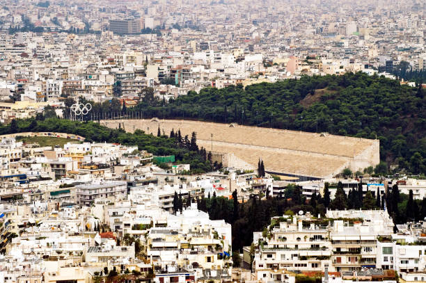 istock Panathenaic stadium at Arditos hill, Athens, Greece (Kallimarmaro) 646172962