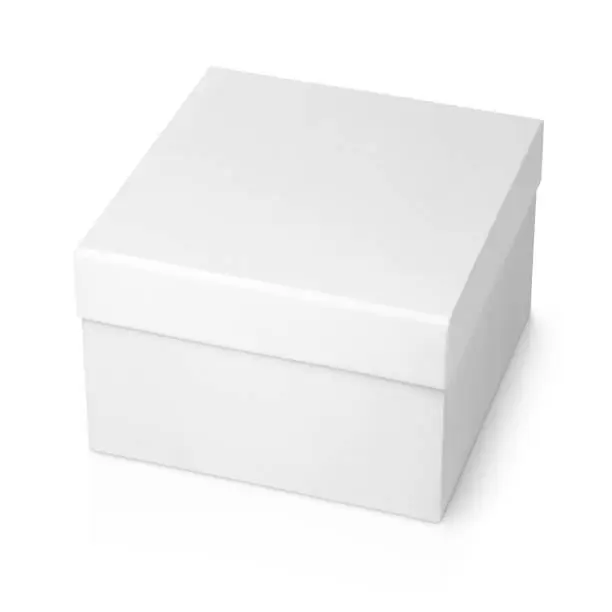 Photo of white shoe box isolated on white