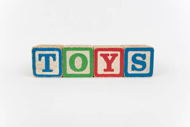 The Word Toys in Wooden Childrens Blocks stock photo