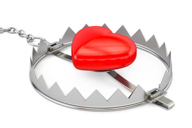 istock bear trap with red heart, 3D rendering isolated on white background 646207170