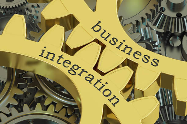 istock business integration concept on the gearwheels, 3D rendering 646207172