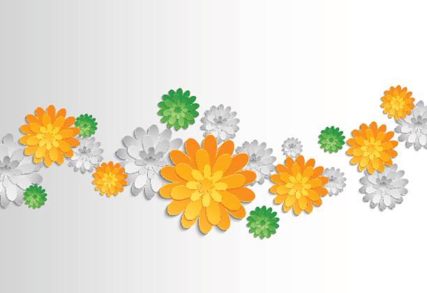 set of yellow flowers vector art illustration