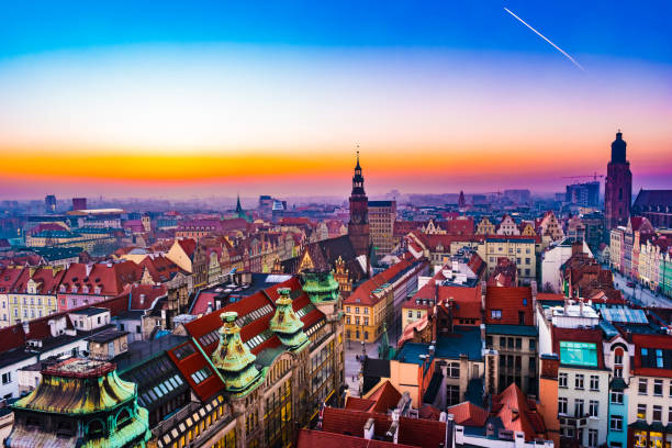 istock Panorama illuminated old town of Wroclaw at night 646210974