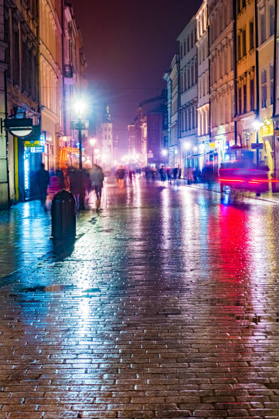 istock Night street in the Krakow, Poland 646214924