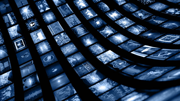 istock Media concept video wall with small screens 646217816