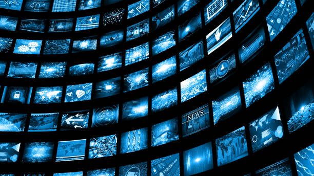 istock Media concept video wall with small screens 646217826