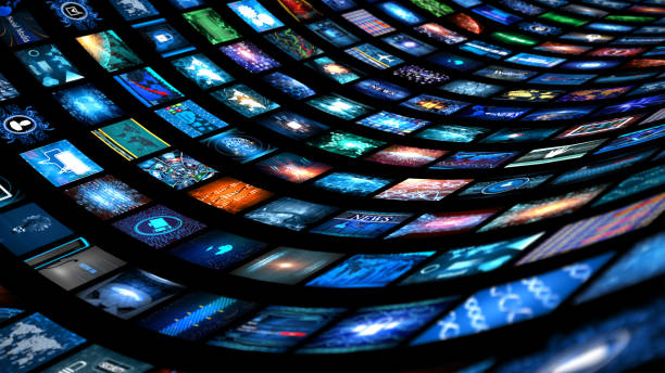 istock Media concept video wall with small screens 646217828