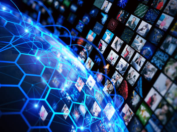 istock Media concept video wall with small screens 646217860