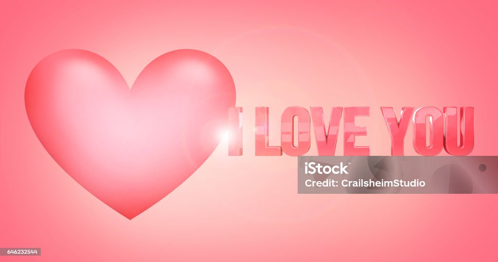 i love you heart 3d render background Digitally Generated Image Stock Photo