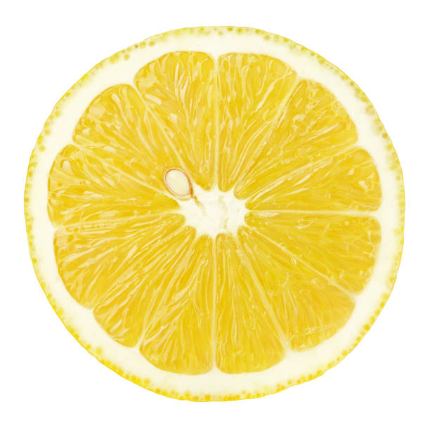 rebanada de frutas cítricas limón, aislados en blanco - prepared sole fotografías e imágenes de stock