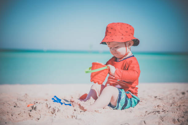 istock Baby Boy Playing on Tropical Beach, Cayo Coco, Cuba 646246526