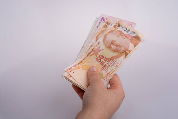 istock Hand holding Turksh Lira banknotes  in hand 646255766