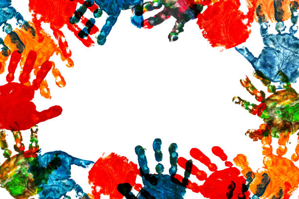 istock Colorful kid's hands print 646280472
