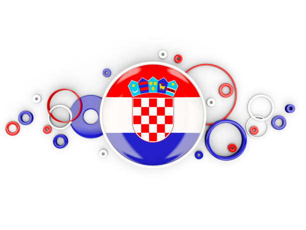 Round flag of croatia with circles pattern isolated on white. 3D illustration