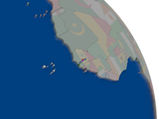 istock Gambia with flag on globe 646285760