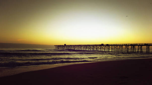 istock Sunshine at the Beach with Pierand Warm Sky 646298122