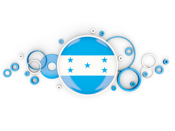 Round flag of honduras with circles pattern isolated on white. 3D illustration