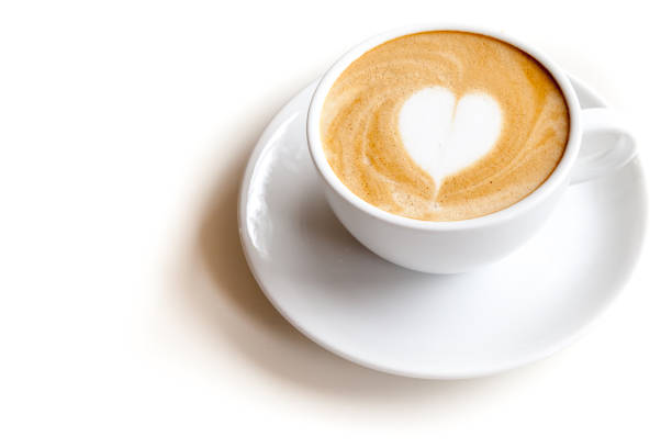 istock Coffee cup of latte art on white background isolated 646303784