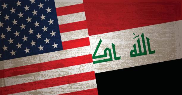 istock USA and Iraq Flag with grunge texture background 646304004