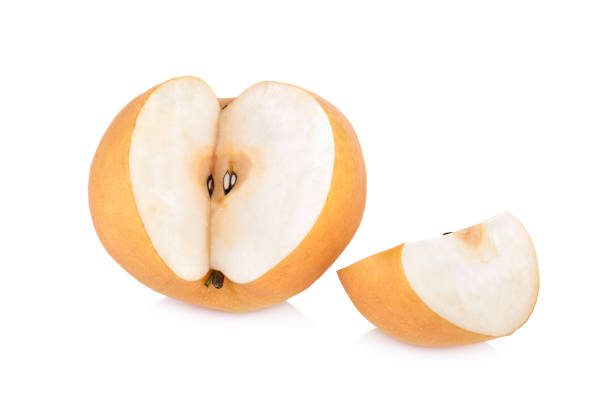 istock cut snow pear or Fengsui pear on white background 646307036
