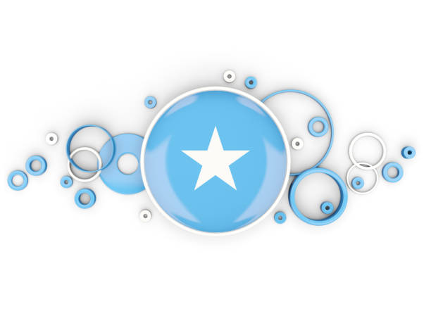 Round flag of somalia with circles pattern isolated on white. 3D illustration