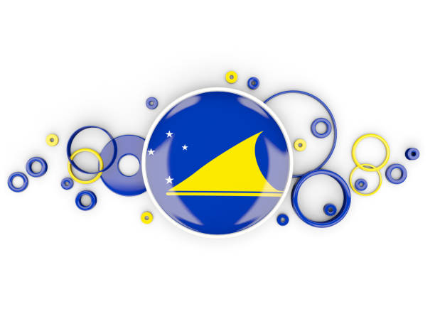 Round flag of tokelau with circles pattern isolated on white. 3D illustration