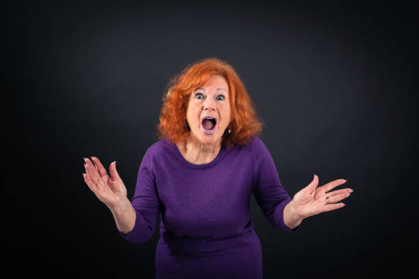 istock Beautiful woman doing different expressions in different sets of clothes: surprise 646322182