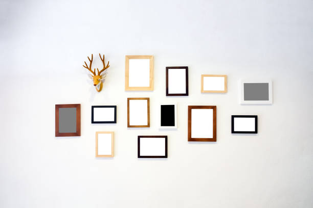 istock Wooden frame photo decorate on white wall 646322492