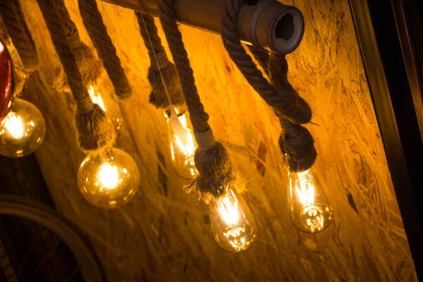 istock Decorative antique edison style filament light bulbs 646334078