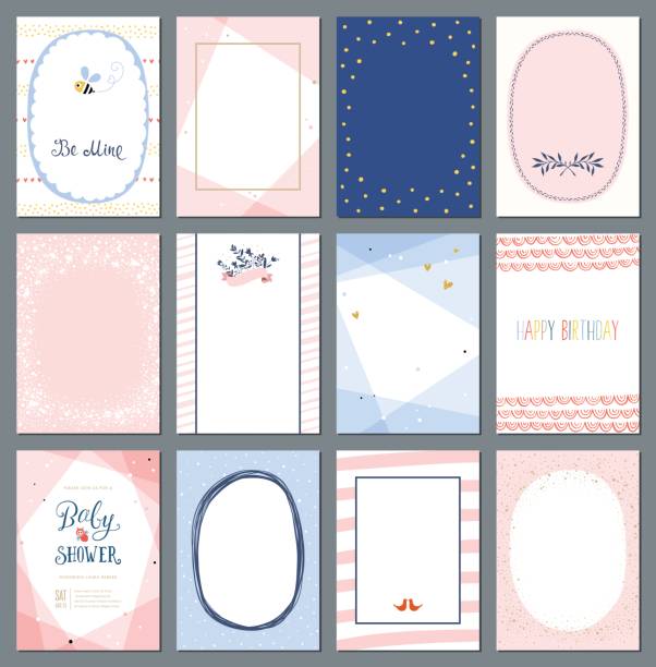 karty uniwersalne templates_07 - baby invitation birthday card baby shower stock illustrations