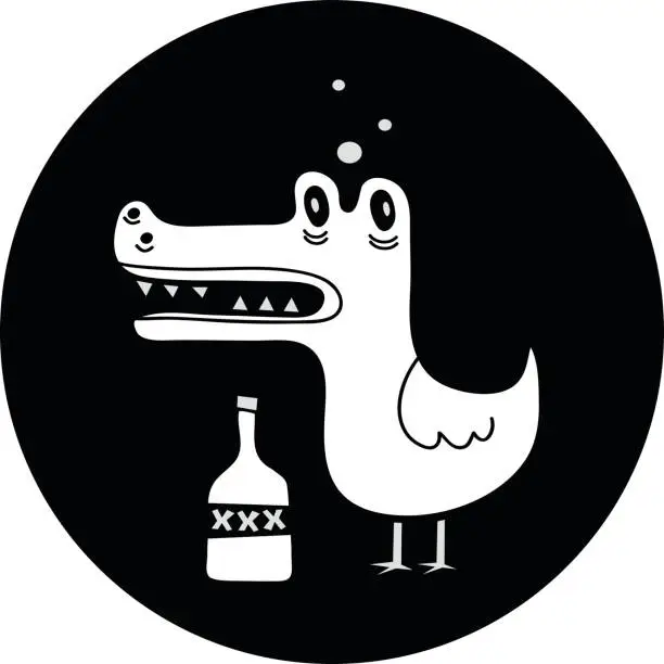 Vector illustration of Drunk Crocbird