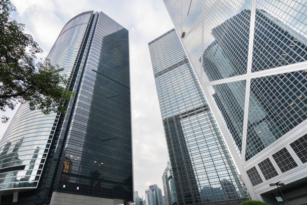 istock financial buildings in Hong Kong central 646340724