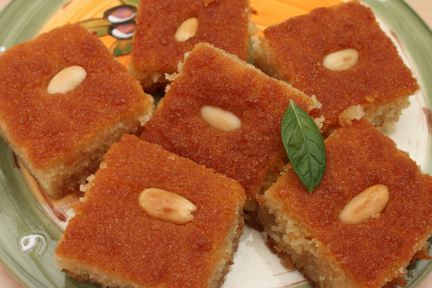 istock Oriental pastry - Semolina honey almonds 646345478