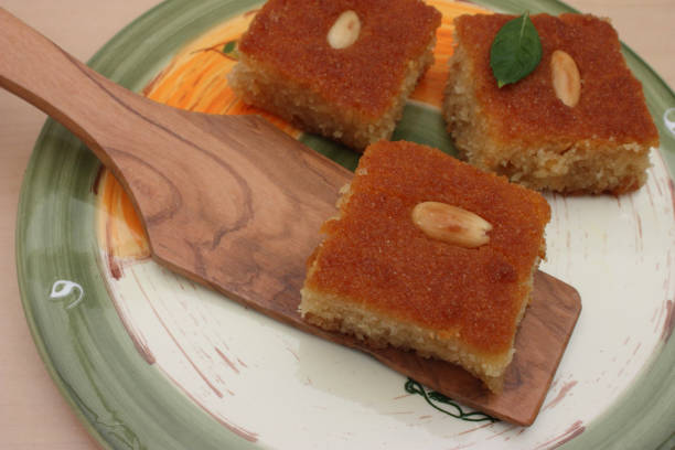 istock Oriental pastry - Semolina honey almonds 646346160