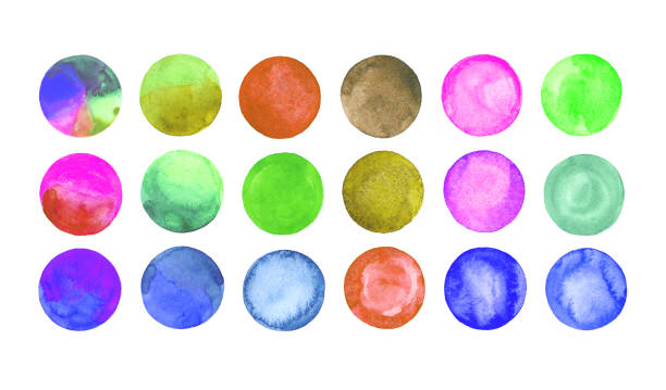 istock Set of art watercolor circles 646350232