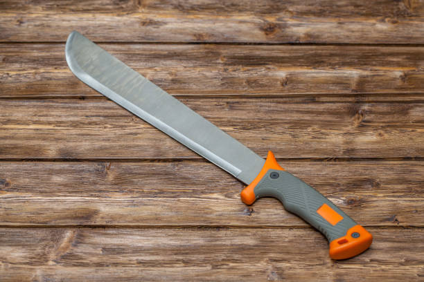 istock Machete for cutting grass on wooden background 646350402