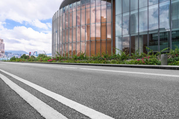 istock empty asphalt road in downtown,Hong Kong 646354168