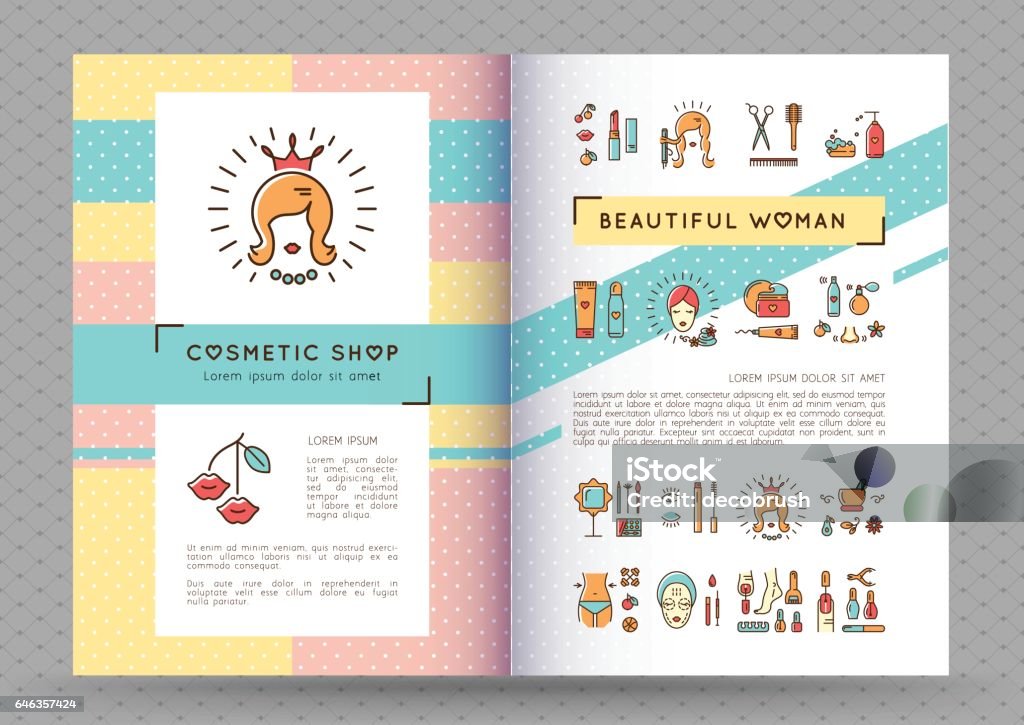 Vector de mujer de belleza banner folleto cosmética Catálogo hermoso - arte vectorial de A la moda libre de derechos