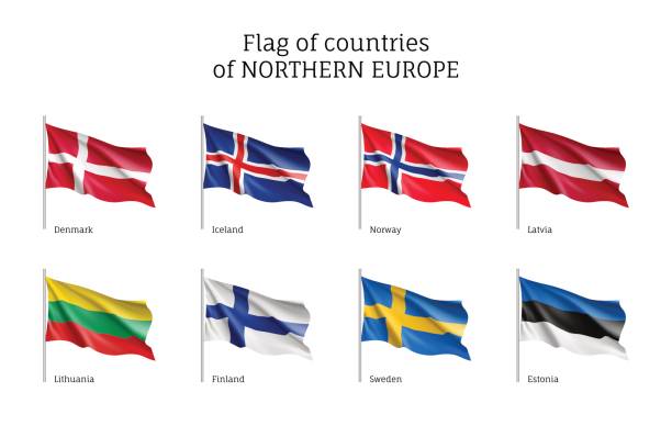 illustrations, cliparts, dessins animés et icônes de drapeaux des pays d’europe du nord. - drapeau suédois