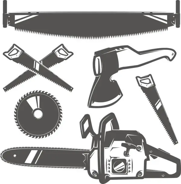 Vector illustration of Set or woodman for t shirt and tattoo lumberjack vinage style,emblems and logo.