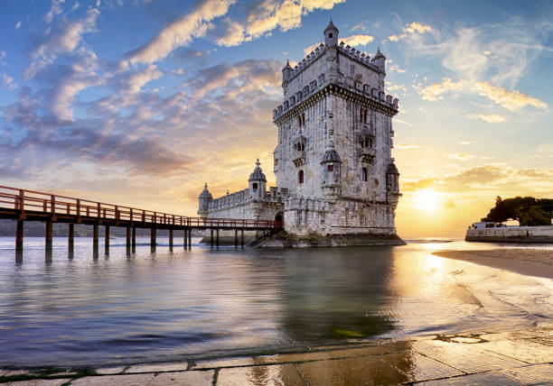 Lisbon,  Belem Tower - Tagus River, Portugal stock photo