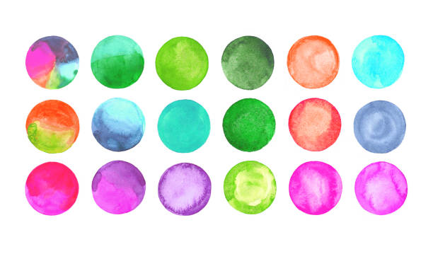 istock Set of art watercolor circles 646369054