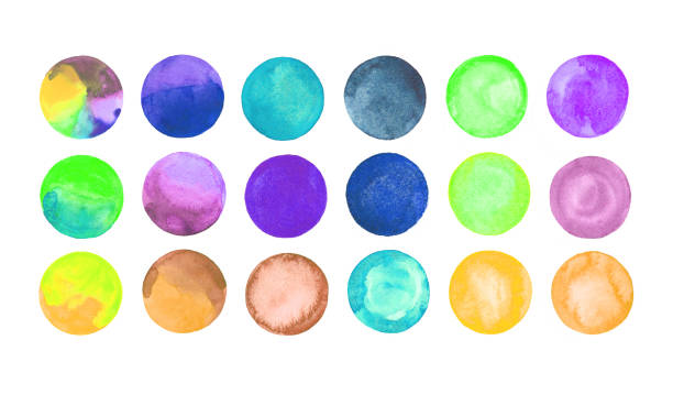 istock Set of art watercolor circles 646369624