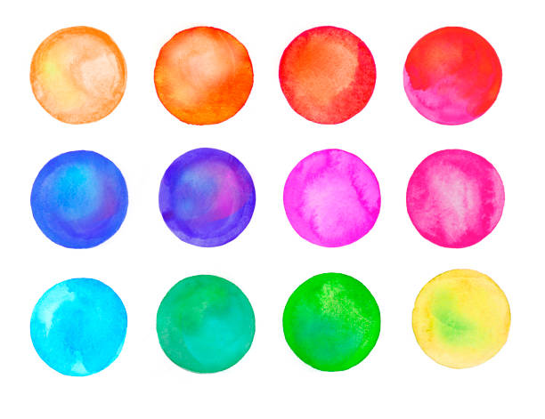 istock Set of art watercolor circles 646371376