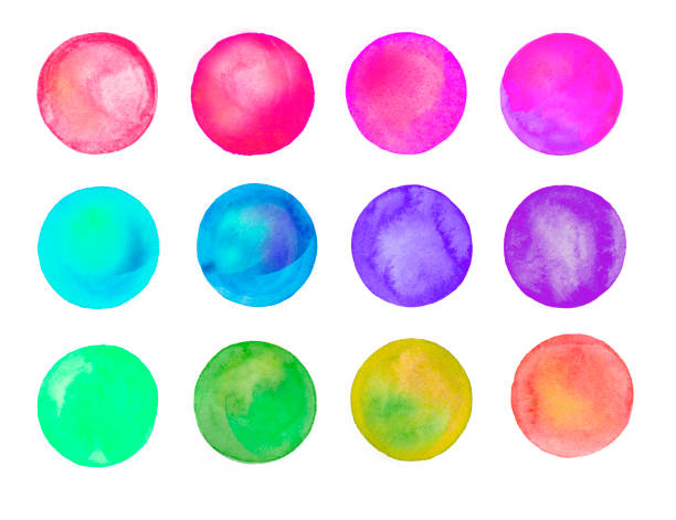 istock Set of art watercolor circles 646373724