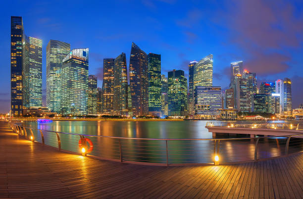 istock Skyscrapers in Singapore at sunset, Skyline 646376424