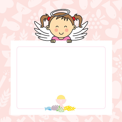 Baby girl with wings. blank space for photo or text